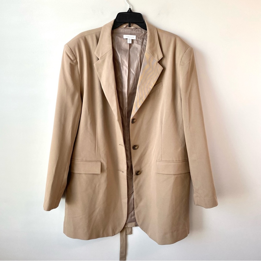 Belted Beige Blazer Jacket - Womens - Picture 5 of 12